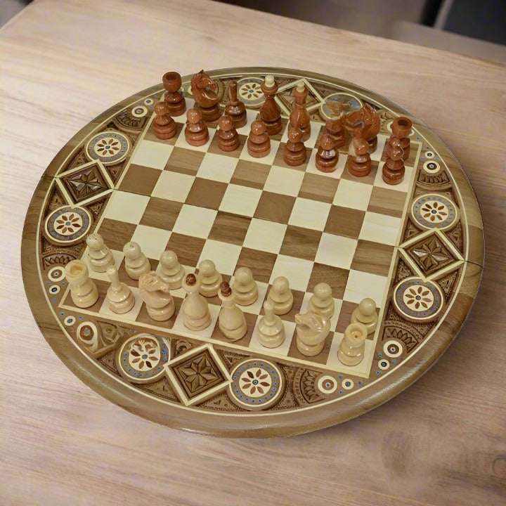 Handmade Wood Chess Set - Unique Gift for Him