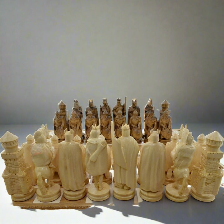 Unique engraved chess pieces, vintage chess game for chess player, father's day gift, gift for grandfather