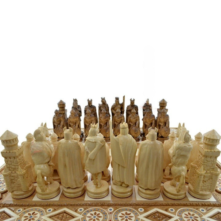 Unique chess set great holiday gift, engraved chess board made of natural wood, birthday gift for father