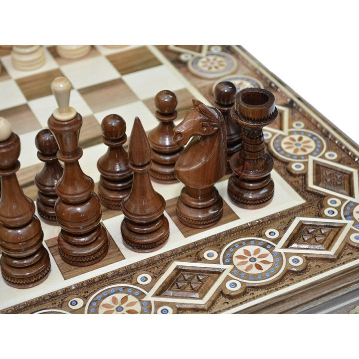 Unique chess set great holiday gift, engraved chess board made of natural wood, birthday gift for father