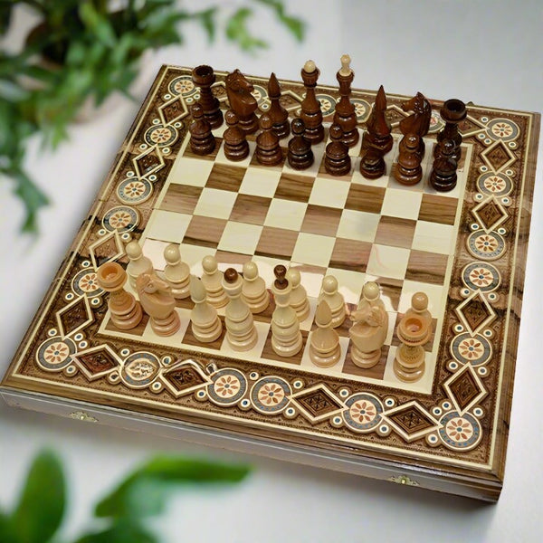 Handmade chess board with figures, chess game for chess lover, Christmas gift for son