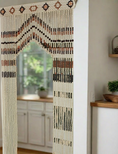 Natural Elegance Hand Made Wooden Bead Door Curtains