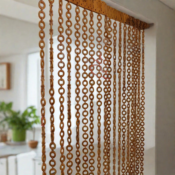 Wooden beaded curtain doorway