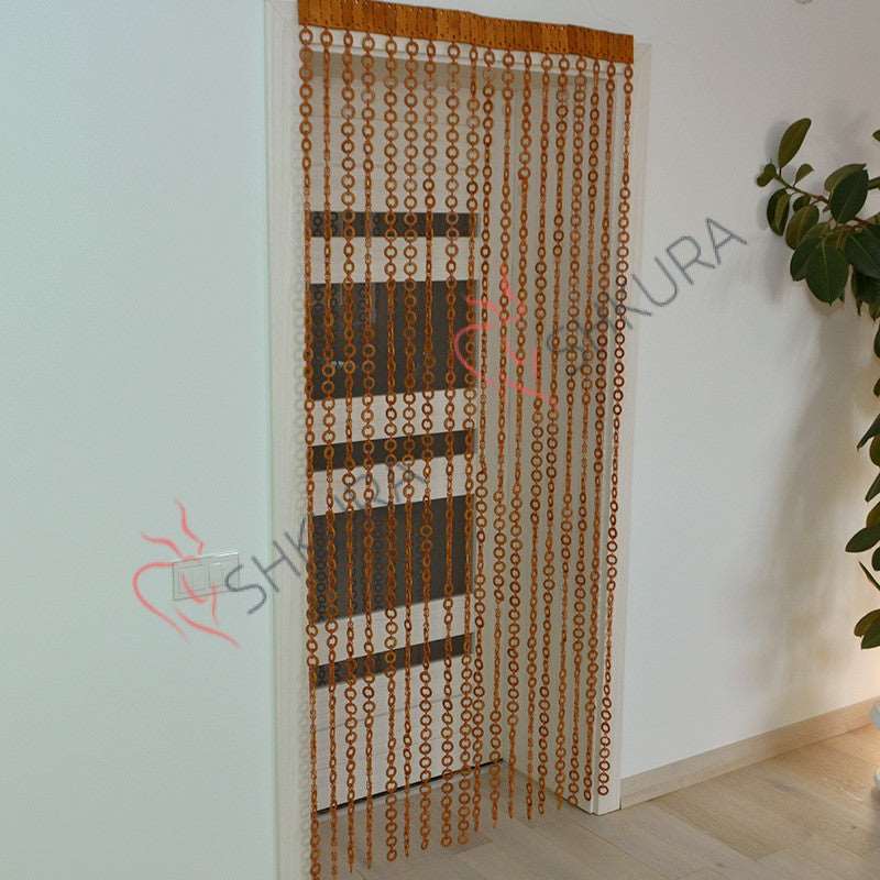 Wooden beaded curtain doorway