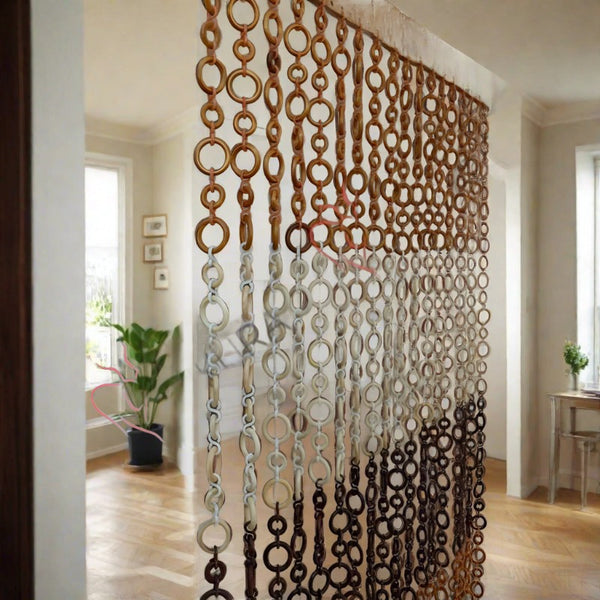 wooden bead door curtain. wooden bead curtain. wood slat room divider. wood room divider. wood bead curtain. room divider. hippie curtains. hanging room divider. doorway curtain. door curtains