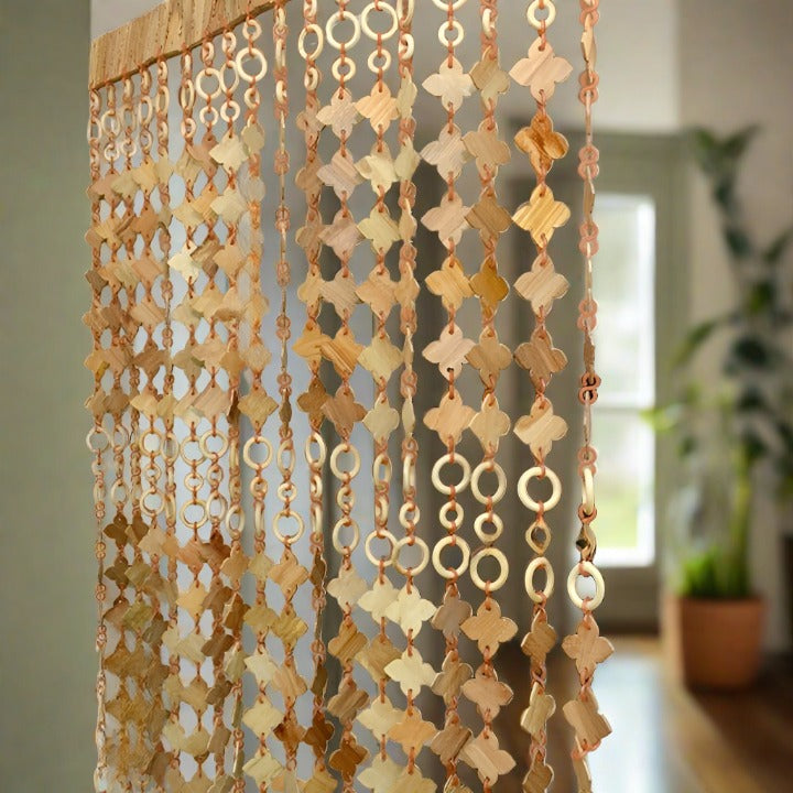 wooden bead door curtain. wooden bead curtain. wood slat room divider. wood room divider. wood bead curtain. room divider. hippie curtains. hanging room divider. doorway curtain. door curtains