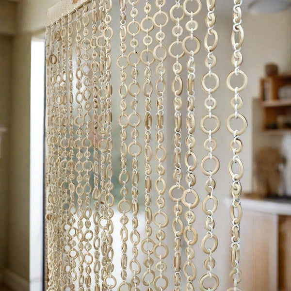 Shabby Chic, farmhouse decor, retro curtains, vintage style, Custom Made Wooden Bead Door Curtains for Privacy, Handcrafted Boho bead curtain