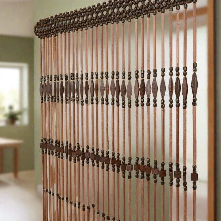 wooden bead door curtain. wooden bead curtain. wood slat room divider. wood room divider. wood bead curtain. room divider. hippie curtains. hanging room divider. doorway curtain. door curtains