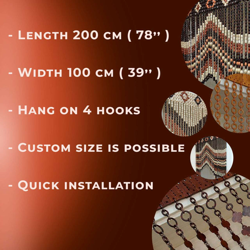 Custom Size Wooden Bead Door Curtains